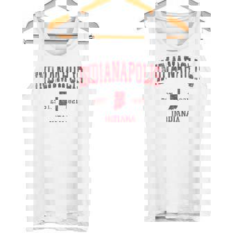 インディアナポリス インディアナ州 ヴィンテージ スポーツ デザイン レッド プリント タンクトップ - Kawaiitshirt