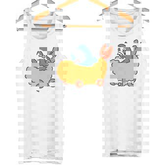 エビフライのくるまを運転するサメ タンクトップ - Kawaiitshirt