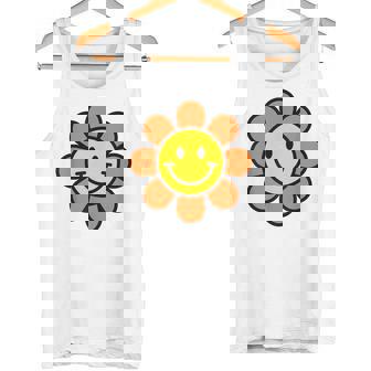 オレンジ イエロー ハッピー スマイル スマイル フェイス デイジー フラワーガール タンクトップ - Kawaiitshirt