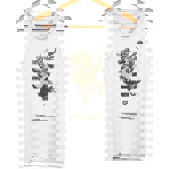 ギターを弾く面白い猫 面白いギター猫 タンクトップ - Kawaiitshirt