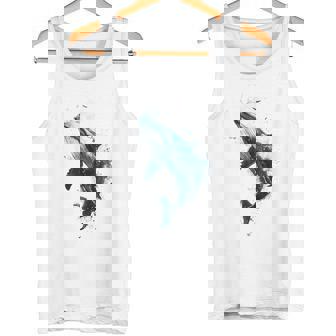 クジラ 水彩 海洋 動物 海の生物 青くじら デザイン タンクトップ - Kawaiitshirt