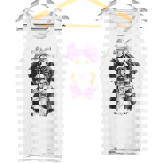 コケットボウ バーニーズマウンテンドッグ ママピンクリボンガール タンクトップ - Kawaiitshirt