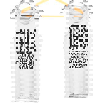 コーヒーと皮肉なユーモアに刺激された面白いジェネレーションx Gen X タンクトップ - Kawaiitshirt