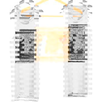 サンセット ピラミッド パピルス スクロール 砂漠 エジプトアート 猫 長袖tシャツ タンクトップ - Kawaiitshirt