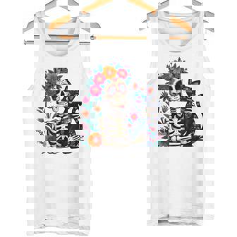 スケルトン ハグ 猫 シュガー スカル Día Los Muertos ハロウィン タンクトップ - Kawaiitshirt