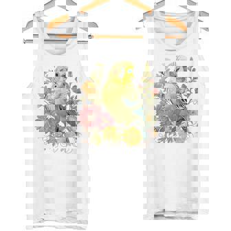 セキセイインコ 鳥 ママ セキセイインコ オウム ヴィンテージフラワー タンクトップ - Kawaiitshirt