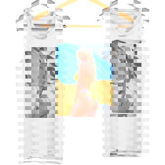 セクシーガールグラフィックtシャツ 「モダンピンナップガール&ウクライナ国旗2」 長袖tシャツ タンクトップ - Kawaiitshirt