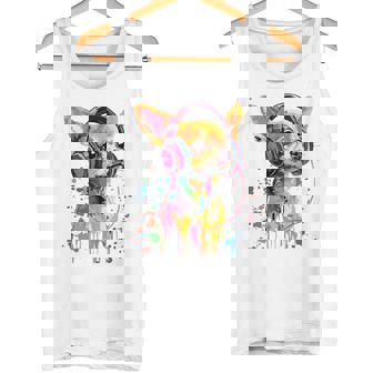 チワワの恋人 ポップアート ヘッドフォンを着て おもしろい チワワ 長袖tシャツ タンクトップ - Kawaiitshirt