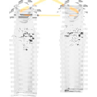 ティラノサウルス 黒線画 タンクトップ - Kawaiitshirt