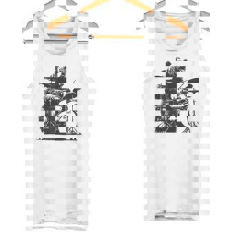 ドラマー ドラムキット クマの演奏 ドラムキット ミュージシャン タンクトップ - Kawaiitshirt