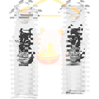 ヌードルキャット黒猫ラーメンデザイン タンクトップ - Kawaiitshirt