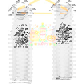 ハッピー、感謝祭、ハロウィン、メリークリスマス。 長袖tシャツ タンクトップ - Kawaiitshirt