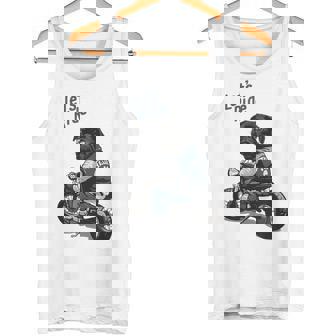 バイクに乗る面白いパグ犬レッツライド タンクトップ - Kawaiitshirt