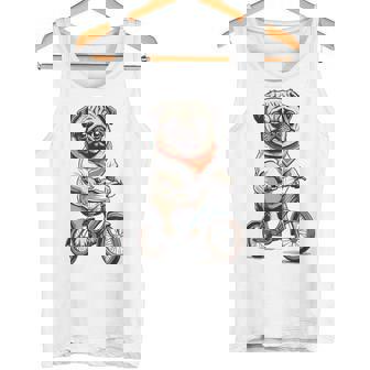 パグ いぬ イラスト パグ好き 犬好き 自転車 かわいい おもしろ レトロ かっこいい タンクトップ - Kawaiitshirt