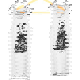 パンダ アニマルプリント グラフィック デッサン アート 絵画 パンダ タンクトップ - Kawaiitshirt