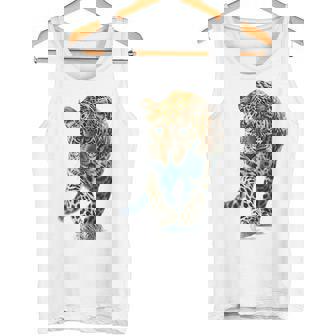 ヒョウ アニマルプリント モチーフ 描画 ポートレート ヒョウ タンクトップ - Kawaiitshirt