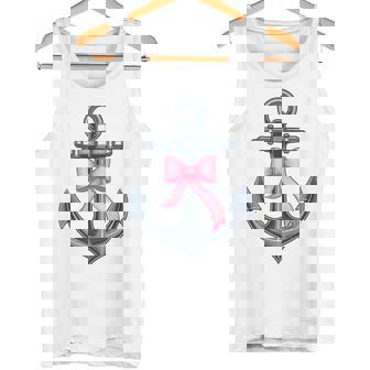 ピンクリボンボウコケット付きマリンアンカー。 タンクトップ - Kawaiitshirt