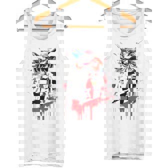 フクロウ アート 絵画 抽象 動物 描画 グラフィック フクロウ タンクトップ - Kawaiitshirt