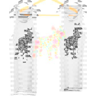 フレンチ ブルドッグ フラワー フローラル フレンチ ドッグ シルエット 犬 ペット タンクトップ - Kawaiitshirt