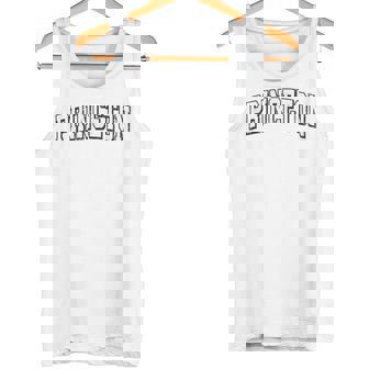 プリンストン テキサス ビンテージ アスレチック スポーツ B&W プリント タンクトップ - Kawaiitshirt