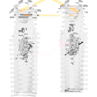 ホツマ文字 ヲシテ文字 フラワーオブライフ とほかみえみため とほかみゑひため 桜 月 アウワ 開運 言霊 宇宙 お守り タンクトップ - Kawaiitshirt