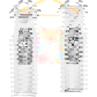 ポメラニアン 抽象画 グラフィック 絵画 動物 ポメラニアン タンクトップ - Kawaiitshirt
