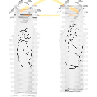ラインタトゥー、ラインアートtシャツ、ミニマリストな犬のモチーフ タンクトップ - Kawaiitshirt