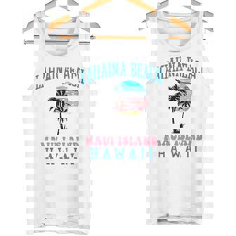 ラハイナ ビーチ マウイ ハワイ ビーチ ヤシの木 夏 ハワイアン タンクトップ - Kawaiitshirt