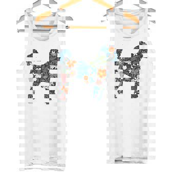 ラブラドゥードルやゴールデンドゥードルのママのためのフローラルドッグシルエット タンクトップ - Kawaiitshirt