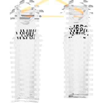 リバプール イギリス ヴィンテージ ブラック テキスト アパレル タンクトップ - Kawaiitshirt