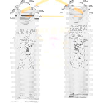 ロックンロール キャットドラム ヴィンテージ Rock Cat Drummer Art Back タンクトップ - Kawaiitshirt