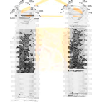 ヴィンテージ 日本の風景 侍 猫 漢字 Art Back タンクトップ - Kawaiitshirt