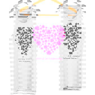 世界中の幸せを願う 可愛い ハート ピンク クローバー 反戦 平和 バックプリント タンクトップ - Kawaiitshirt