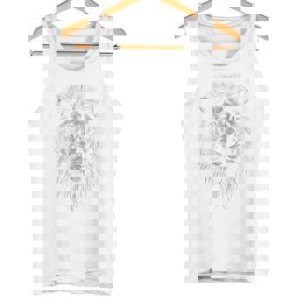 動物愛好家のための雄大なライオンポートレートグラフィックデザイン。 長袖tシャツ タンクトップ - Kawaiitshirt