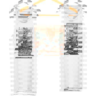 寿司好き ヴィンテージ 子猫 伝統 日本の芸術 猫 長袖tシャツ タンクトップ - Kawaiitshirt