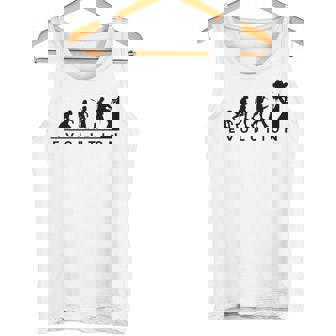 山愛好家 山登り好きにお勧めの面白い進化論 登山家のオシャレなイラスト タンクトップ - Kawaiitshirt