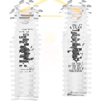 忍者猫、日本のサムライ カワイイ猫タトゥー 面白い タンクトップ - Kawaiitshirt