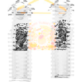 感謝祭 おもしろい 七面鳥巡礼者 軽くたたく 幸せな七面鳥の日 タンクトップ - Kawaiitshirt