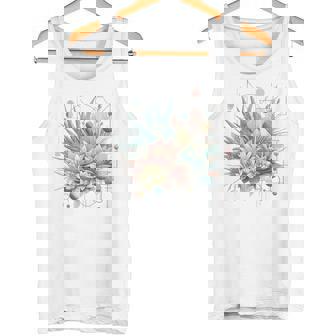 抽象的な幾何学的なボタニカルデザインモダンな植物 多肉植物 タンクトップ - Kawaiitshirt