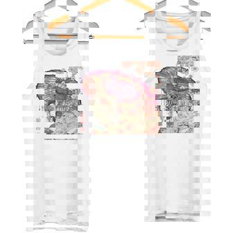 振り返る娘 見返り美人 日本美人 花街 浮世絵 桜 花 奇麗 赤 バックプリント タンクトップ - Kawaiitshirt