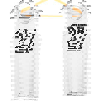 数字 27 ヴィンテージ ブラックホワイト タンクトップ - Kawaiitshirt