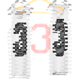 数字 3 ヴィンテージブラック&レッド タンクトップ - Kawaiitshirt