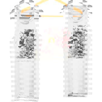 日本 浮世絵 観音菩薩 竜 桜 波 バックプリント タンクトップ - Kawaiitshirt