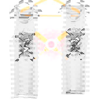 日本のクリケットラケットとボールの旗 長袖tシャツ タンクトップ - Kawaiitshirt