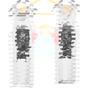 日本の侍カエルの戦士浮世サムライヒキガエルバックプリント。 タンクトップ - Kawaiitshirt