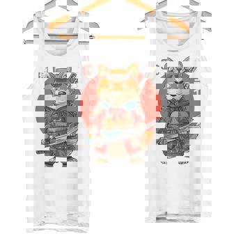 日本の侍犬 柴戦士 浮世サムライ バックプリント タンクトップ - Kawaiitshirt