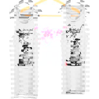日本の墨絵マンチキン猫 桜 桜アート タンクトップ - Kawaiitshirt