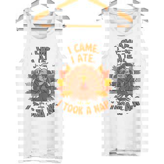 来た、食べた、昼寝した 感謝祭 家族のユーモア タンクトップ - Kawaiitshirt