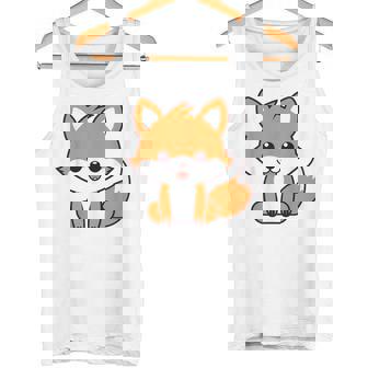 森のかわいい面白いキツネの子動物は小さなキツネが大好きです タンクトップ - Kawaiitshirt