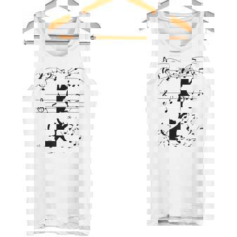 楽譜で遊ぶ面白い猫 タンクトップ - Kawaiitshirt
